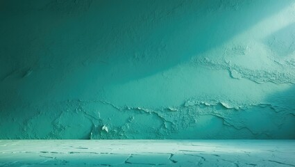 Aufkleber - Turquoise or green wall backdrop. Stunning vintage stucco surface. Abstract cement wall texture.