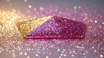 Poster - Shiny glitter background featuring magenta polarization pearl sequins in a lozenge shape