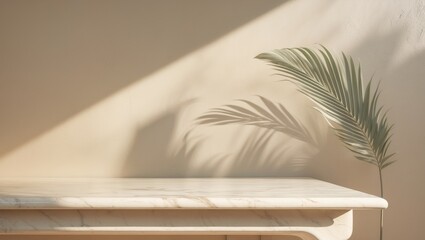 Poster - Shadow of Marble Table on Concrete Wall Texture Background, Appropriate for Presentation Backdrop, Display, and Mockup.