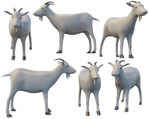 Leinwandbilder - goat various rotation elements of international Islamic holidays and suitable for Eid al-Adha. Realistic 3d design emoji. 3d rendering and 3d illustration
