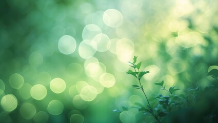Poster - Nature-inspired green bokeh background with blurred focus