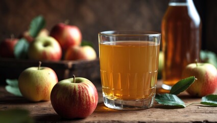 Aufkleber - A homemade glass of organic apple wine during the harvest season.