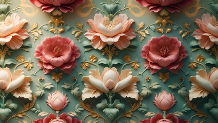 Poster - A classic floral block-printed pattern on cotton features detailed, symmetrical designs.
