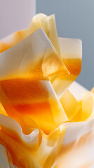 Poster - Abstract image of orange and white fabric texture, creating a soft, flowing form.  Showcase of elegant, luxurious material, ideal for design concepts