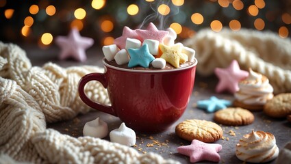 Poster - A cup of hot chocolate with marshmallow