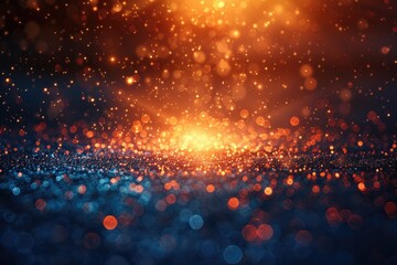 Poster - A luminous abstract background with shimmering golden and blue light