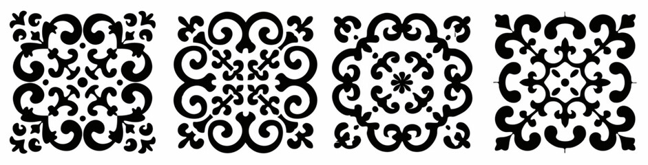 Fototapete - Geometric Ornament: Intricate geometric patterns in shades of black offer an eye-catching design, perfect for adding a touch of elegance. This design brings an artistic touch.