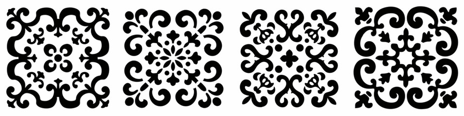 Fototapete - Intricate Tile Patterns: Showcasing a selection of beautifully designed tiles, each an emblem of classic craftsmanship and design that tells a story of artistry and timeless elegance.