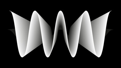 Fototapete - Abstract 3D perspective geometric layer overlay pattern. Music Equalizer Wave isolated on black background with copy space. Vector illustration