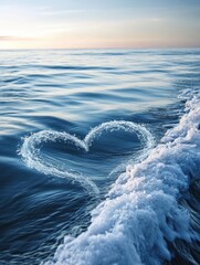 Leinwandbilder - Ocean waves create a heartbeat line symbolizing the connection between life and water during sunset at a serene beach