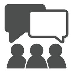 Poster - Team with talk dialog solid icon, team concept. Vector graphics. People crowd and speech bubbles, teamwork sign on white background, glyph style icon for mobile or web design.