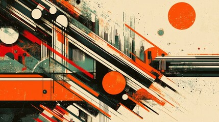 Poster - Abstract Geometric Patterns with Bold Colors and Dynamic Lines
