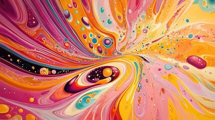 Poster - Vivid Swirls of Colorful Abstract Art with Cosmic Elements