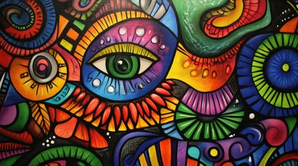 Poster - Colorful Abstract Art Featuring Eye and Vibrant Patterns and Shapes