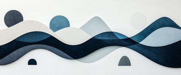 Aufkleber - Abstract layered shapes in cool tones