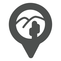 Poster - desert location pointer solid icon, wild desert concept. vector graphics. pinpoint with sand dune an