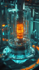 Poster - Innovative technological structure with vibrant core illumination and intricate details