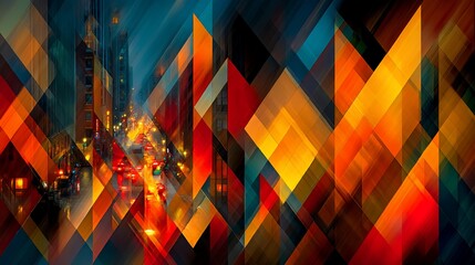 Poster - Abstract urban cityscape at night