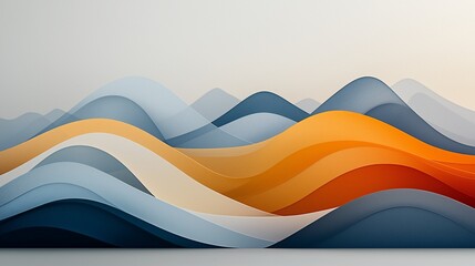 Poster - Abstract wavy landscape in cool and warm tones