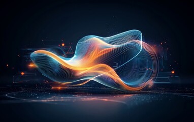 Poster - Abstract Wavy light structure. Glowing, flowing lines. Futuristic, modern