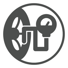 Poster - Car tire air pressure gauge solid icon, tires fitting concept. Vector graphics. Tool and car wheel sign on white background, glyph style icon for mobile or web design.