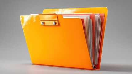 Poster - A bright folder accompanied by a stylish pen bathed in a soft glow resembling an open gate in a creative workspace