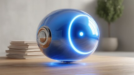 Poster - Blue alarm clock on a table indicating the importance of time management and scheduling in daily life