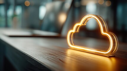 Poster - Bright heart shaped neon sign emitting a warm glow against simple background evoking feelings of love and passion