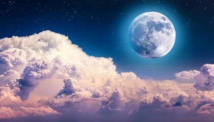 the bright moon on the cloud background