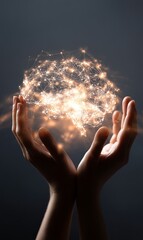 Poster - Creative visualization of artificial intelligence emerging from hands