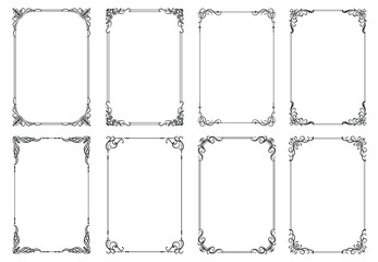 Fototapete - Decorative elegant with thin lines frames and borders. Set of vintage frames. Vector floral ornament..eps