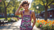 © shakir - Stylish Young Person With Confident Pose In A Zebra Stripe Outfit Outdoors