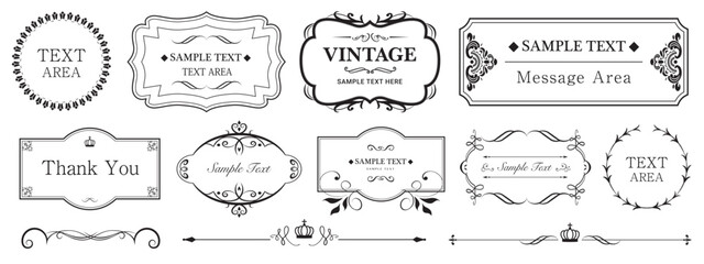 Fototapete - Labels and badges, retro ribbons. Vintage typographic decorative elements. set vector illustration.  luxury elegant calligraphic swirls..eps