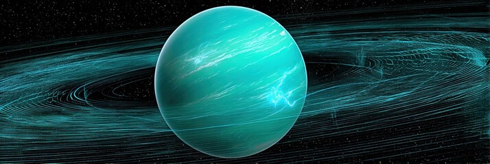 Aufkleber - Majestic swirling clouds and lightning dance in the stormy atmosphere of Uranus