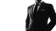 © suvijak - a person in luxury corporate suit slightly visible in black gradient, mysterious aura, realistic detail, isolated on white background
