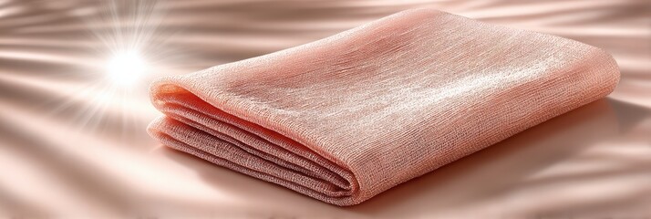 Poster - Elegant folded fabric on a soft pastel backdrop for modern e commerce presentation