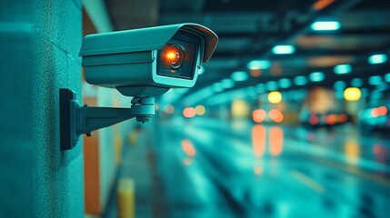 Wall Mural - Security Camera Surveillance System in Parking Garage of excellence in splendor beyond compare
