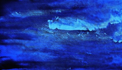 Poster -  abstract deep blue watercolor texture with stormy horizon, ideal for print design, website background, or album cover