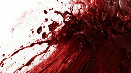 Poster - Abstract flow of dark red liquid with intense movement on white backdrop