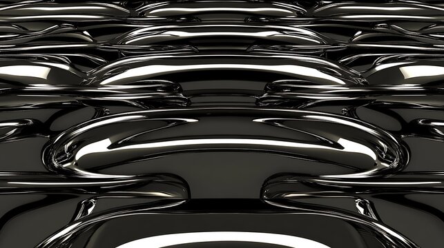 Abstract, mirrored, metallic forms create a complex, layered design.