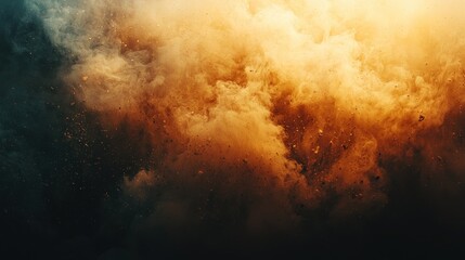 Wall Mural - Dramatic swirling orange and teal smoke explosion