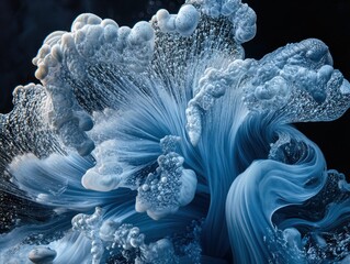 Poster - Hypnotic swirling mass of ethereal blue substance, artistic organic textures
