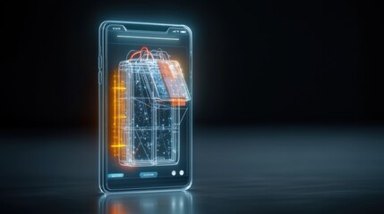 Poster - Innovative battery technology showcase digital environment 3d visualization high-tech space futuristic concept