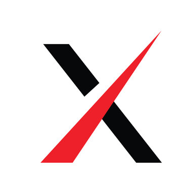 X letter Logo with sharp cut creative design in red and black colors vector.