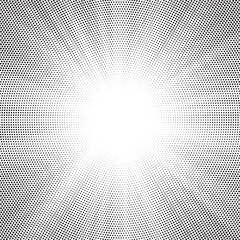 Fototapete - Halftone gradient sun rays pattern. abstract halftone vector dots background. monochrome dots pattern. pop art, comic small dots. star rays halftone poster. shine, explosion. sunrise rays background.