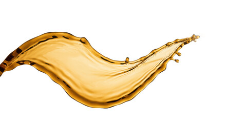 Poster - A golden liquid splash in mid air against a black background with droplets and fluid motion