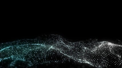 Poster - futuristic technology wave. digital cyberspace. abstract wave with moving particles on a colors back