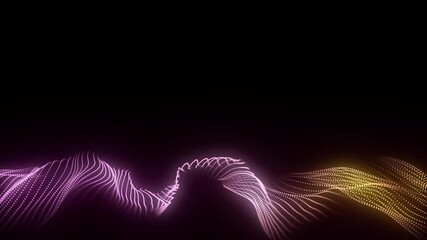Fototapete - Futuristic technology wave. Digital cyberspace. Abstract wave with moving particles on a colors background. Big data analytics. 3d rendering.