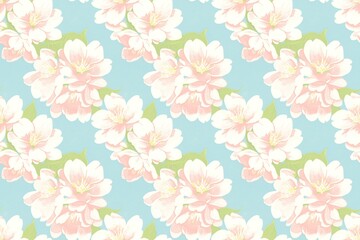  Elegant Sakura Floral on Sky Blue