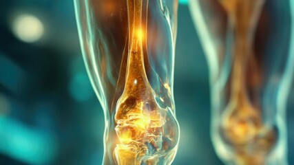 Poster - Anatomical illustration of a human leg with visible bones, useful for medical or educational purposes.